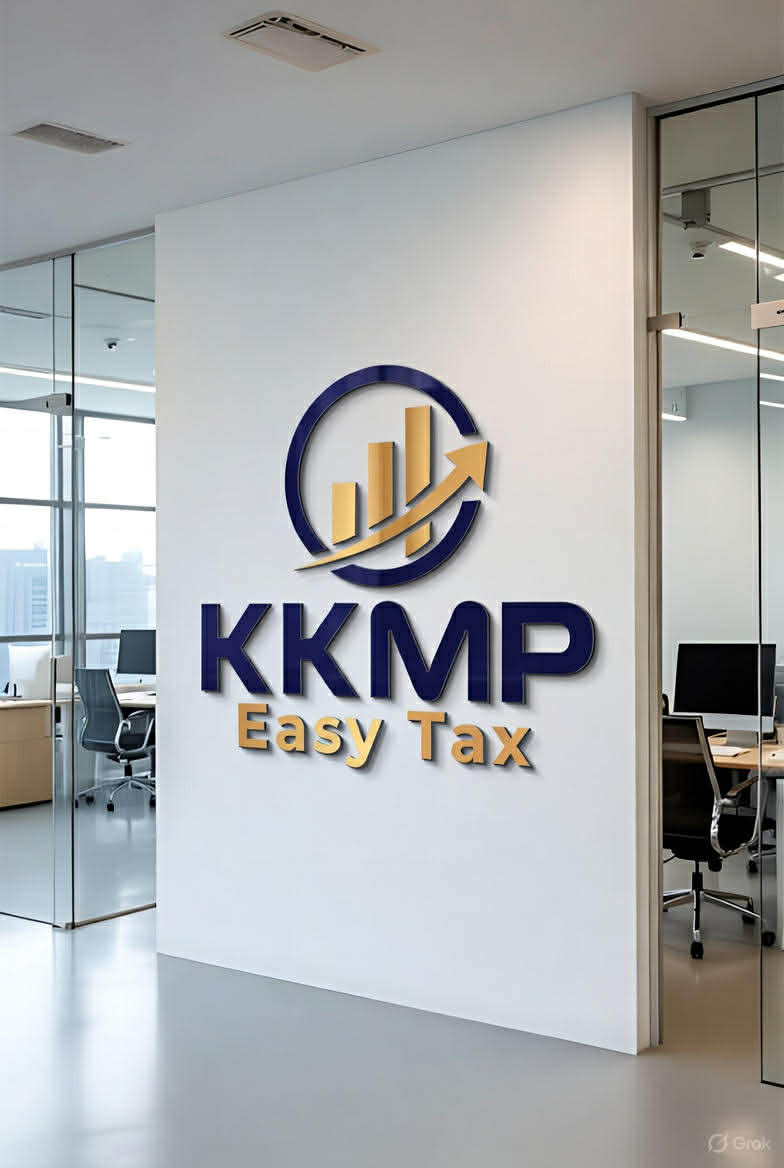 Logo firmy KKMP Easy Tax na ścianie w biurze